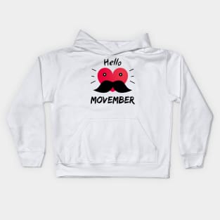Hello Movember - Mustache and a heart Kids Hoodie